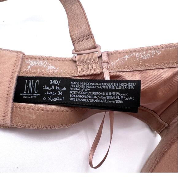 I.N.C. INTERNATIONAL CONCEPTS STRAPLESS CONVERTIBLE BRA TAN SIZE 34D NEW - Picture 3 of 10